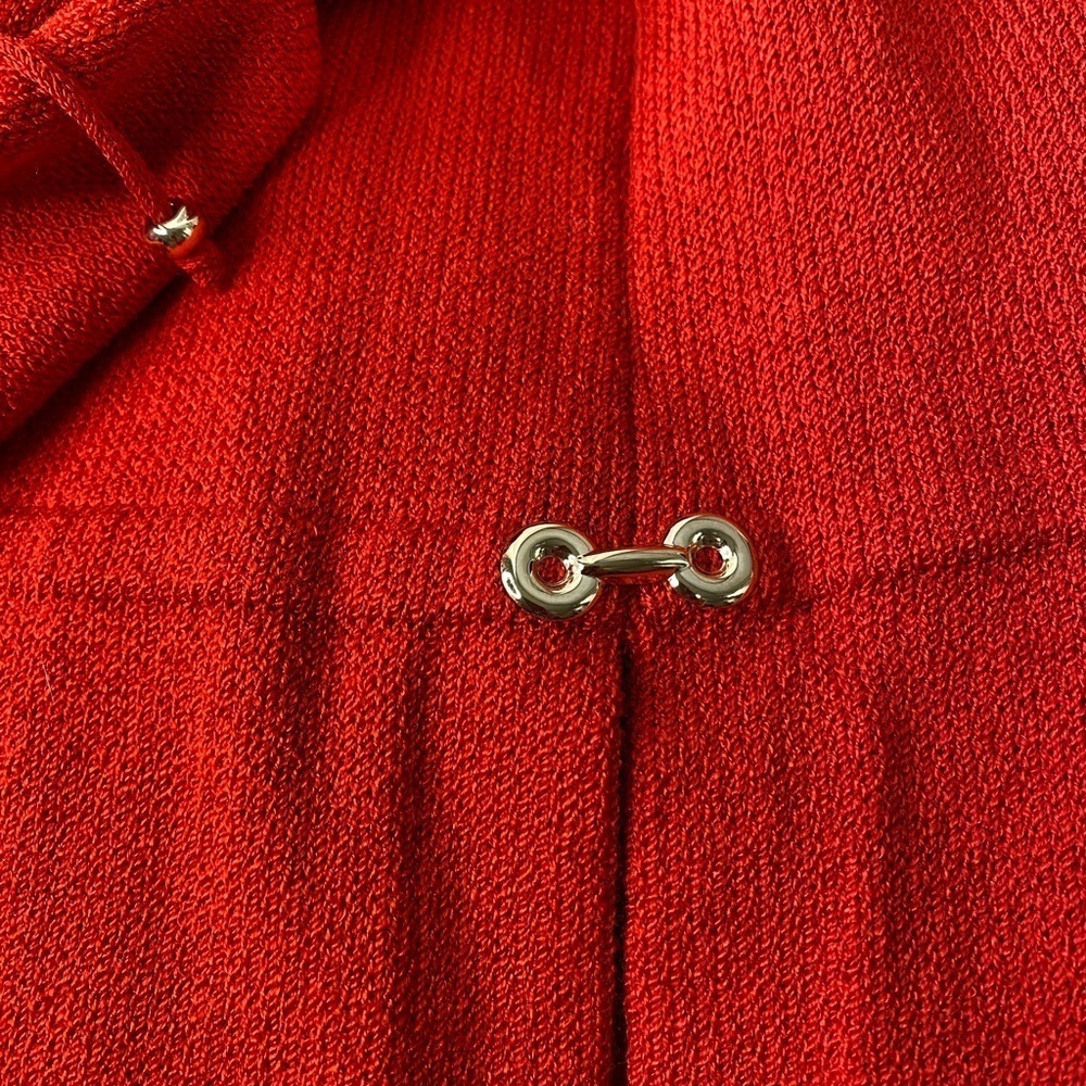 St John Collection 2 Piece Red Maxi Skirt Knit Suit W Gold Branded Buttons S/M - Picture 15 of 16